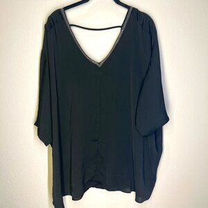 Rose + Olive 2X beaded neck tunic blouse